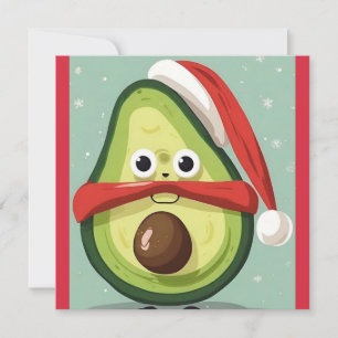 Tarjeta Festiva Funny Navidades aguacate en Santa Hat y Scarf