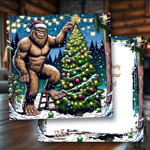 Tarjeta Festiva Funny Navidades Bigfoot Sasquatch Personalizado