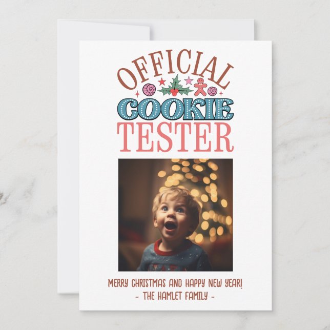 Tarjeta Festiva Funny Navidades Cookie Tester (Anverso)