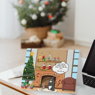 Tarjeta Festiva Funny Navidades Humor Bah Hum Cat Holiday Card