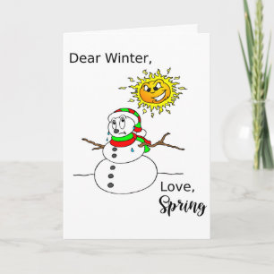 Tarjeta Festiva Funny Navidades Snowman temporada de primavera inv