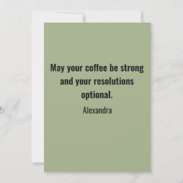 Tarjeta Festiva Funny New Year Same Me Minimal Green Greeting Card