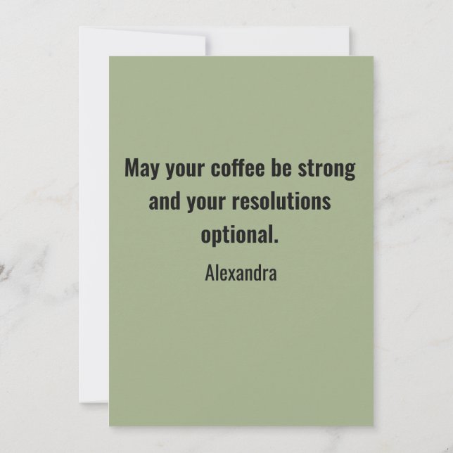 Tarjeta Festiva Funny New Year Same Me Minimal Green Greeting Card (Reverso)