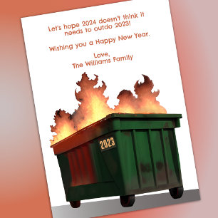 Tarjeta Festiva Funny New Years Dumpster Fire