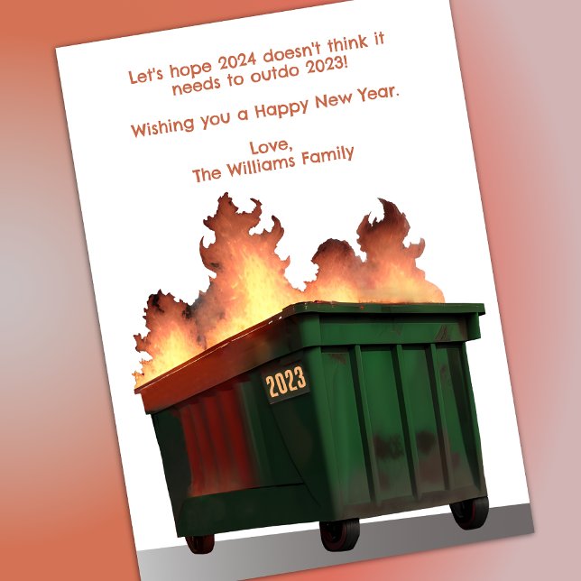 Tarjeta Festiva Funny New Years Dumpster Fire (Subido por el creador)