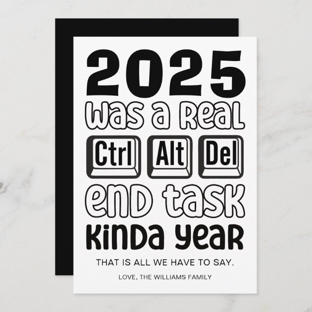 Tarjeta Festiva Funny New Years Holiday Card (Anverso / Reverso)
