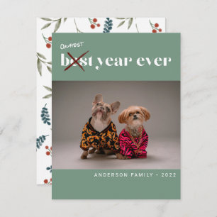 Tarjeta Festiva Funny Okayest mejor año de la foto Año Nuevo sabio