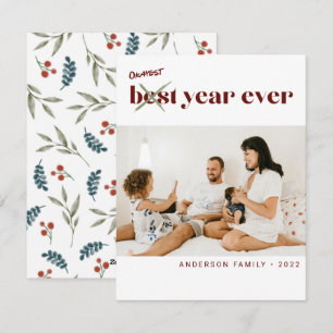 Tarjeta Festiva Funny Okayest mejor año de la foto familia de Año 