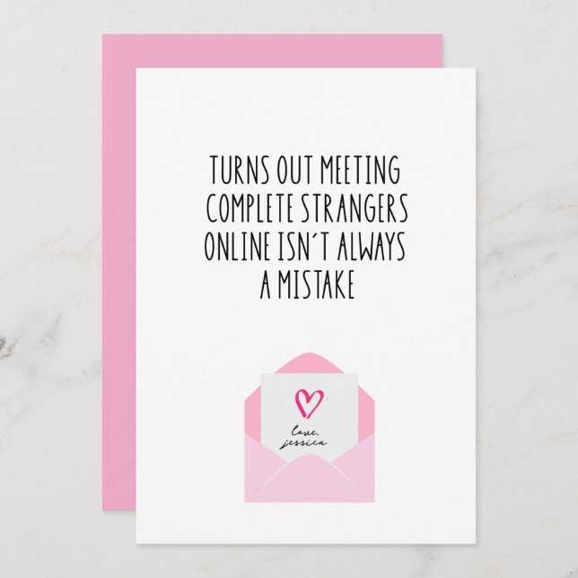 Tarjeta Festiva Funny Online Dating Valentine’s Day Card (Anverso / Reverso)