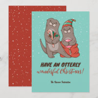 Funny Otter Pun vacaciones de invierno Feliz Navid