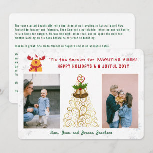 Tarjeta Festiva Funny Pawsitive Rudolph Happy Holidays 2 Fotos