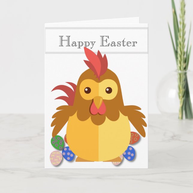 Tarjeta Festiva Funny Personalizado Rooster Easter (Anverso)