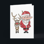 Tarjeta Festiva Funny Personalizado Santa y Rudolph<br><div class="desc">Un Humorístico Personalizado Santa y Rudolph Sketch.</div>