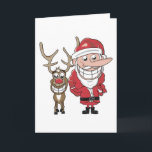 Tarjeta Festiva Funny Personalizado Santa y Rudolph<br><div class="desc">Un Humorístico Personalizado Santa y Rudolph Sketch.</div>