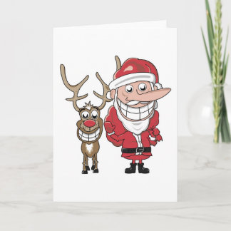 Tarjeta Festiva Funny Personalizado Santa y Rudolph