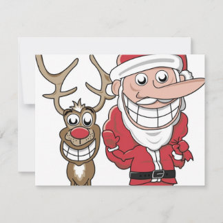 Tarjeta Festiva Funny Personalizado Santa y Rudolph
