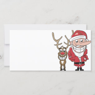 Tarjeta Festiva Funny Personalizado Santa y Rudolph
