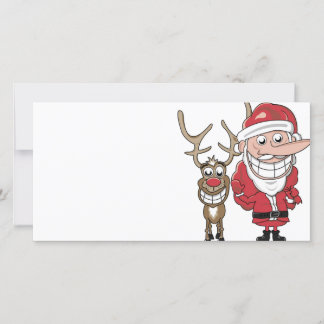 Tarjeta Festiva Funny Personalizado Santa y Rudolph