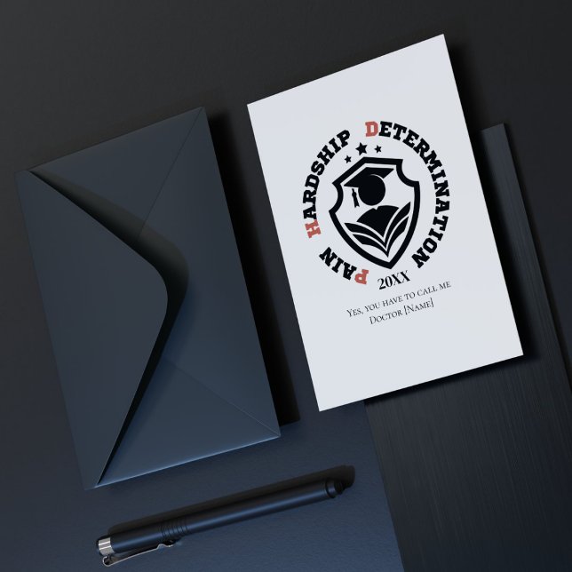 Tarjeta Festiva Funny PhD Quote Pain, Hardship, Determination (Subido por el creador)