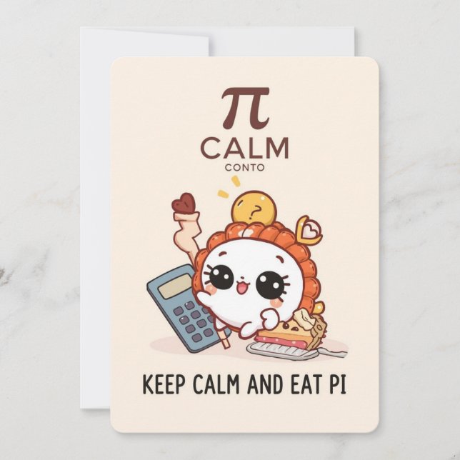 Tarjeta Festiva Funny Pi Day Cute Pie Cartoon Design (Anverso)