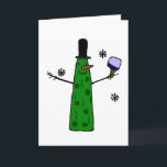 Tarjeta Festiva Funny Pickle Snowman Holding Pickleball Paddle<br><div class="desc">Wonderful artistic funny pickle snowman holding a pickleball paddle original art design makes a fun gift.  Can also add custom text and change background color when ordering.</div>