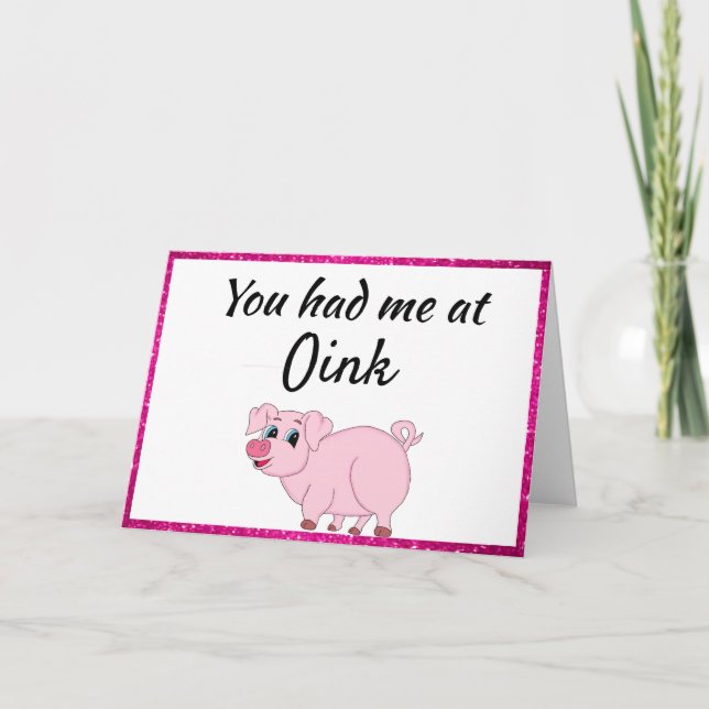 Tarjeta Festiva Funny Pig El día de San Valentín (Anverso)