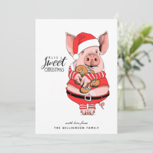 Tarjeta Festiva Funny Piggy Sweet Navidades Card