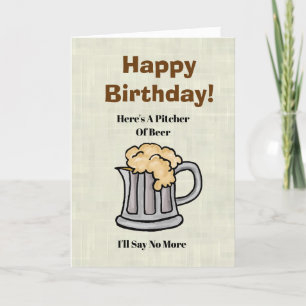 Tarjeta Festiva Funny Pitcher de la carta de cumpleaños de la cerv