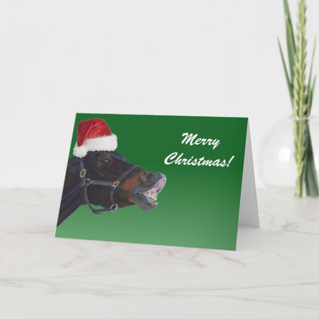 Tarjeta Festiva Funny Pony Merry Christmas (Anverso)