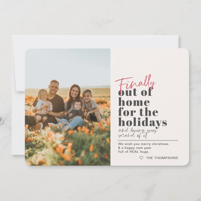 Tarjeta Festiva Funny Post Covid Finalmente Fuera De Casa Foto Hol (Anverso)