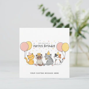 Tarjeta Festiva Funny Purrfect Birthday Cat Card con globos