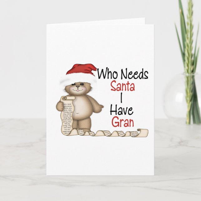 Tarjeta Festiva Funny Quien Necesita Santa Gran (Anverso)