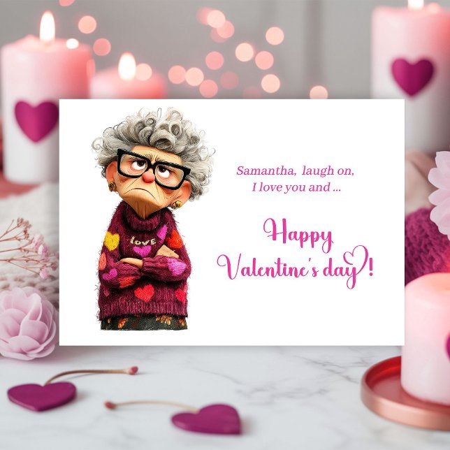 Tarjeta Festiva Funny Quirky Grumpy Lady Valentine’s Day Card (Funny Quirky Grumpy Lady Valentine’s Day Card)