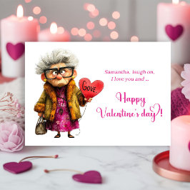 Tarjeta Festiva Funny Quirky Grumpy Old Lady Valentine Card