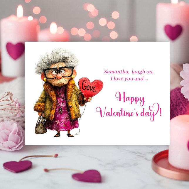 Tarjeta Festiva Funny Quirky Grumpy Old Lady Valentine Card (Funny Quirky Grumpy Old Lady Valentine Card)