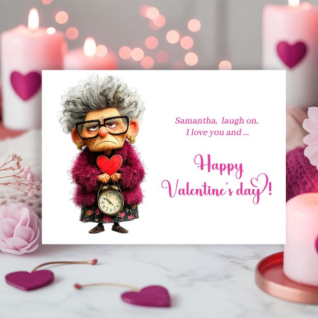 Tarjeta Festiva Funny Quirky Lady Bringing Fun Valentine (Funny Quirky Lady Bringing Fun Valentine

)