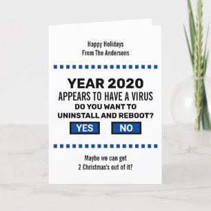Tarjeta Festiva Funny Reboot 2020 Computer Geek Virus Navidades