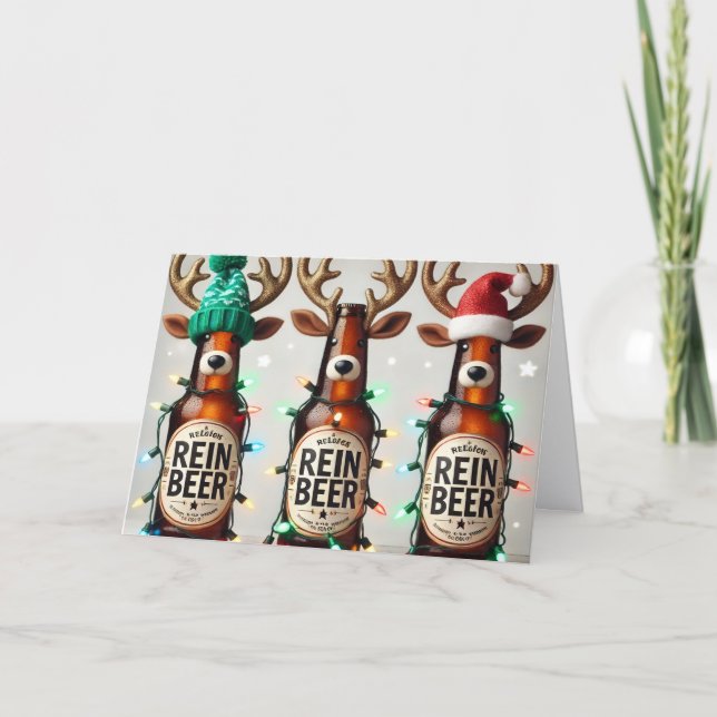 Tarjeta Festiva Funny Rein Beer Holiday Card (Anverso)