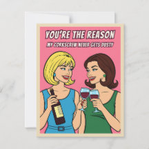 Funny Retro Vintage Wine Humor BFF Pop Art Card