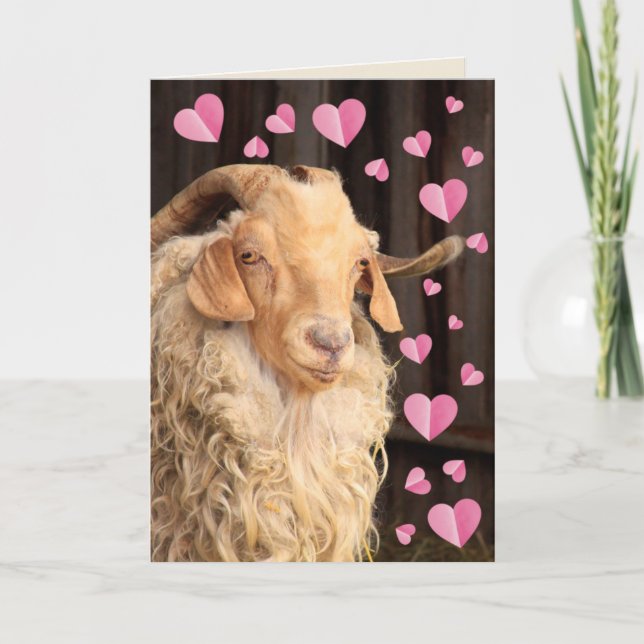 Tarjeta Festiva Funny Romantic Goat El día de San Valentín (Anverso)