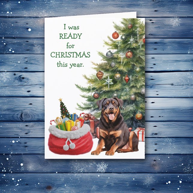 Tarjeta Festiva Funny Rottweiler Dog listo para Navidades (Subido por el creador)