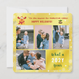 Tarjeta Festiva Funny Rudolph Collage de fotos Felices Fiestas Dor