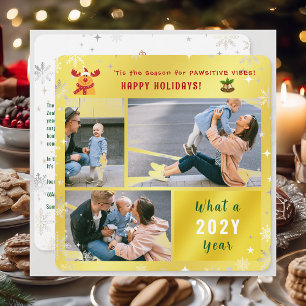 Tarjeta Festiva Funny Rudolph Cute Felices Fiestas Doradas 3 Foto