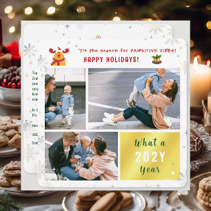Tarjeta Festiva Funny Rudolph Cute Happy Holidays Collage de 3 fot