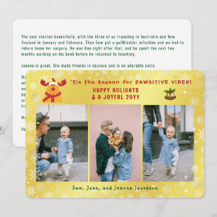 Tarjeta Festiva Funny Rudolph Minimalista Elegante 3 fotos Golden