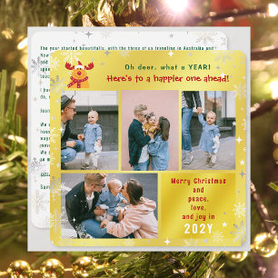 Tarjeta Festiva Funny Rudolph Oh Deer Peace Love Joy Golden Photo
