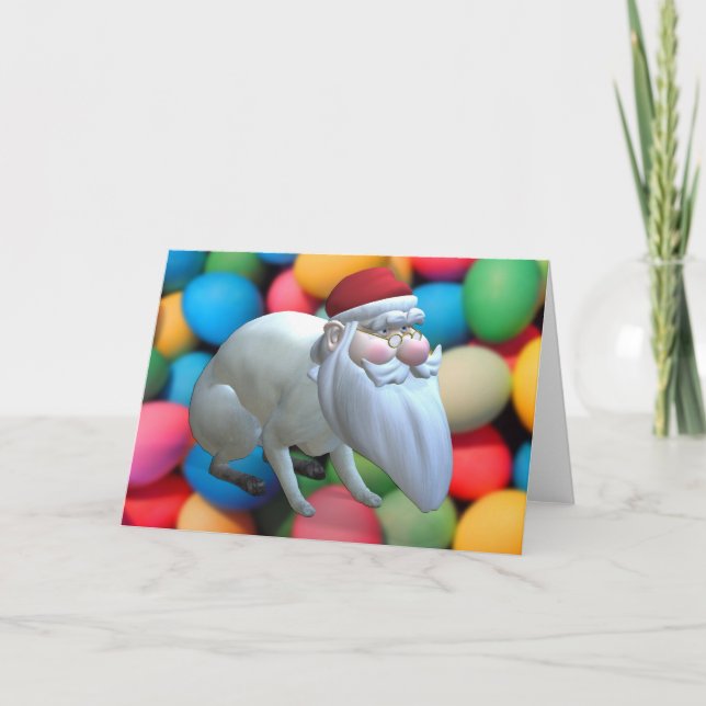 Tarjeta Festiva Funny Santa Claus Bunny (Anverso)