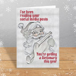 Tarjeta Festiva Funny Santa Claus, Navidades del diccionario de po<br><div class="desc">Todo el texto de esta tarjeta es estilo de plantilla y fácil de personalizar según sea necesario.</div>