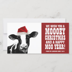 Tarjeta Festiva Funny Santa Cow Mooey Navidades Dairy Farm