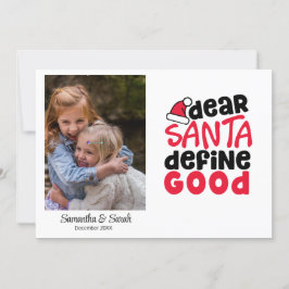 Tarjeta Festiva Funny Santa Define Buena Fotos de Vacaciones